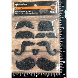 Recollections Halloween Dimensional Stickers Set Black Glitter Mustache 422092